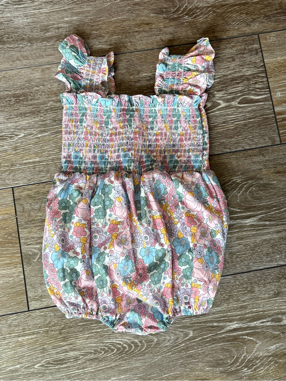 Poppy Kids Smocked, Floral Bubble Romper 18m